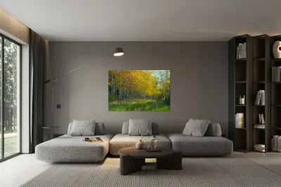 Golden Aspens & Green Dreams Natures Autumn Meadow Reproduction