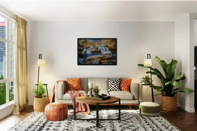 Sapphire Dreams: A Tranquil Waterfall Journey Reproduction