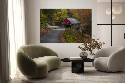 Flume Covered Bridge Autumn Magic Reproduction