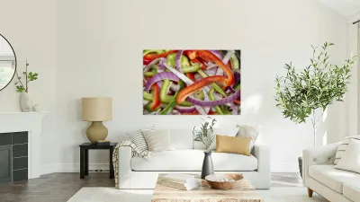 Colorful Peppers and Onions Reproduction