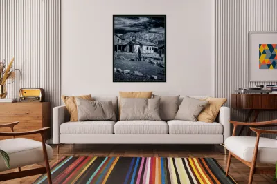 Cowboy Steps Through Forgotten Town Reproduction