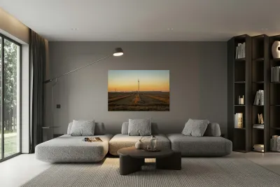 Wind Turbines at Sunset Reproduction