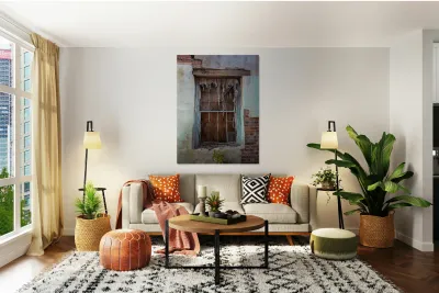 Tattered church window Reproduction