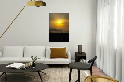 Hazy Sunrise Above Corn Field Reproduction