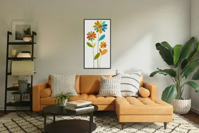 Plaid Botanica 2 - Modern Floral Art Prints Reproduction