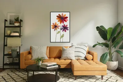 Plaid Botanica 17 - Contemporary Floral Pattern Art Prints Reproduction