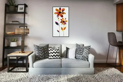 Plaid Botanica 24 - Modern Retro Floral Art Prints Reproduction