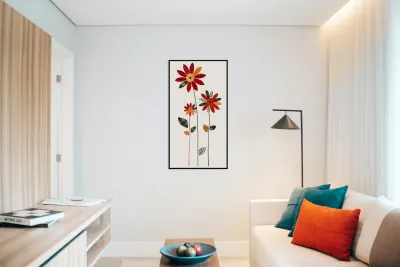 Plaid Botanica 13 - Retro Floral Art Prints Reproduction