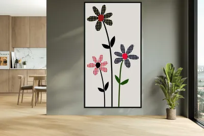 Plaid Botanica 8 - Contemporary Floral Pattern Art Prints Reproduction