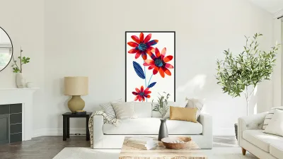 Plaid Botanica 14 - Colorful Floral Art Prints Reproduction