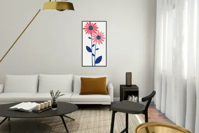 Plaid Botanica 6 - Graphic Floral Art Prints Reproduction