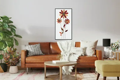 Plaid Botanica 19 - Modern Retro Floral Art Prints Reproduction