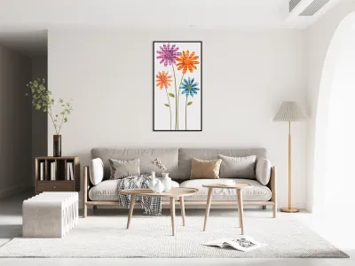 Plaid Botanica 11 - Colorful Floral Art Prints Reproduction