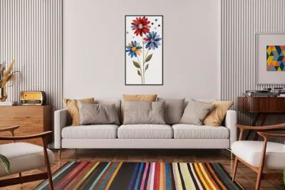 Plaid Botanica 7 - Retro Floral Art Prints Reproduction