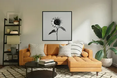 Sunflower Selfie 3 - Sunflower Portrait Art Prints Reproduction