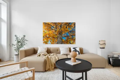 Golden Autumn Glow Under a Blue Sky Reproduction