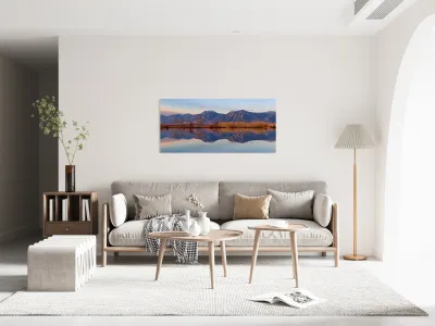 Flatirons Sunrise Reflections Panorama Boulder Colorado Reproduction