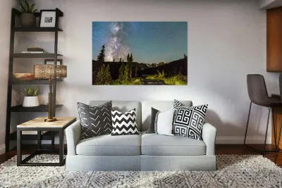 Milky Way Magic Above Longs Lake and the Indian Peaks Reproduction