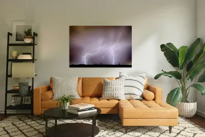 Lightning Strikes The Dacona Oil Fields Reproduction