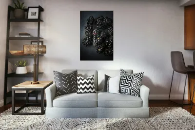 Blackberries on black Reproduction