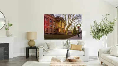 Entrance to Williamson County Courthouse in Georgetown TX Reproduction