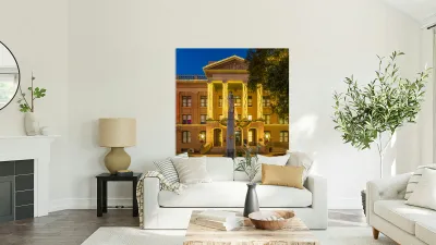 Entrance to Williamson County Courthouse in Georgetown TX Reproduction