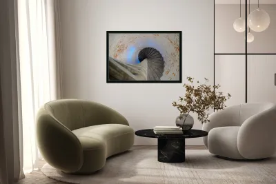 Echoes of Light in a Timeworn Spiral Reproduction