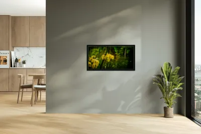 Sun Kissed Blooms: Michaux Forests Yellow Flowers by Small Pond Reproduction