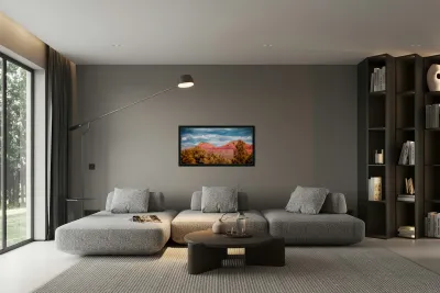 Crimson Landscapes Under Spirited Skies  Reproduction