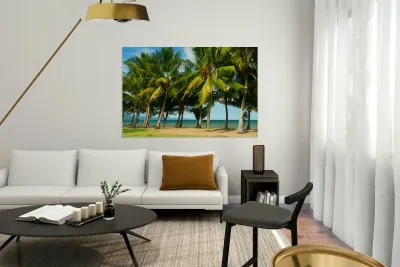 Stunning Palm Trees Swaying on the Shores of Negros Oriental Reproduction