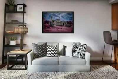 A Whimsical Realm of Pink and Stone Reproduction