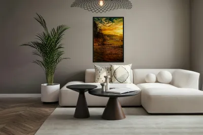 Golden Glow at Custer Ranch: A South Dakota Sunset Reproduction