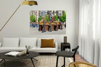 Zaragoza. Saragossa. Aragon. Spain.  Processions of the Easter Holy Week Reproduction