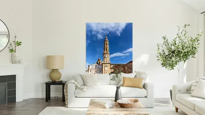 Zaragoza Spain. Cathedral of the Savior of Zaragoza. Catedral del Salvador   La Seo. Museo del Foro de Caesaraugusta Reproduction