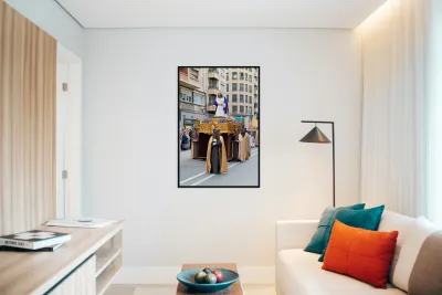 Zaragoza. Saragossa. Aragon. Spain.  Processions of the Easter Holy Week Reproduction