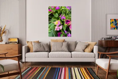 Vibrant Garden Bloom – Colorful Flower Close-Up with Lush Greenery-1 Reproduction