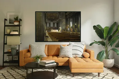 Interior of Eglise Saint Pothin with the alter and organ Reproduction