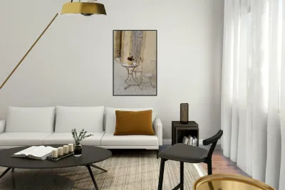 Outdoor table with flowers Reproduction