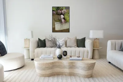 Fresh red garlic at the Lourmarin market Reproduction