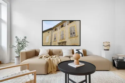 Shuttered windows on an old apartment  building in Lourmarin Reproduction