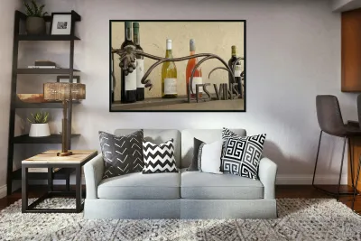 Les Vins Du Luberon store sign with bottled wine Reproduction