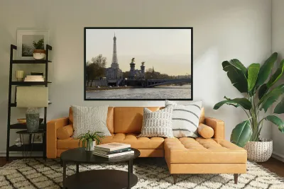 Pont Alexandre III and the Eiffel Tower from the Seine River - Paris Reproduction