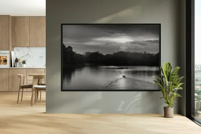 Canoeing on Lake Garzacocha - Ecuador Reproduction