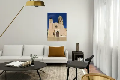 Sitges Catalunya Spain. Church esglesia de Sant Bartomeu i Santa Tecla Reproduction