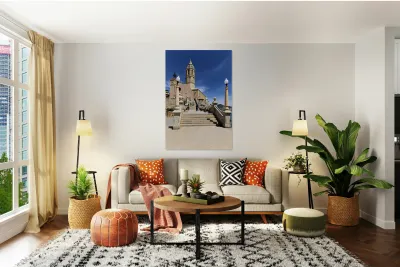 Sitges Catalunya Spain. Church esglesia de Sant Bartomeu i Santa Tecla Reproduction