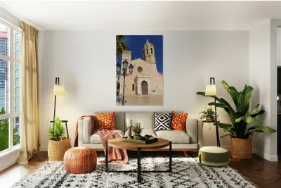 Sitges Catalunya Spain. Church esglesia de Sant Bartomeu i Santa Tecla Reproduction