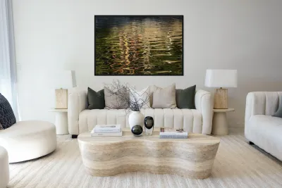 Trees reflected in the ocean Reproduction