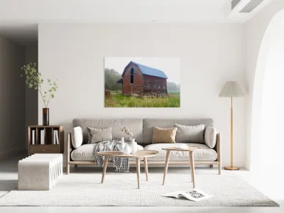 Barn in the mist 2 Reproduction