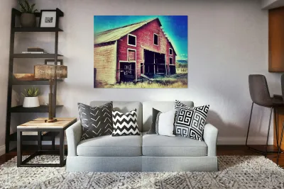 Distressed old red barn Reproduction