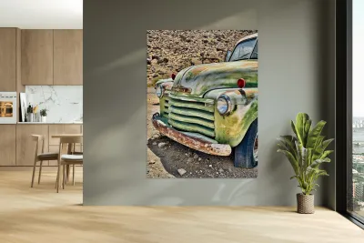 Vintage green truck Reproduction